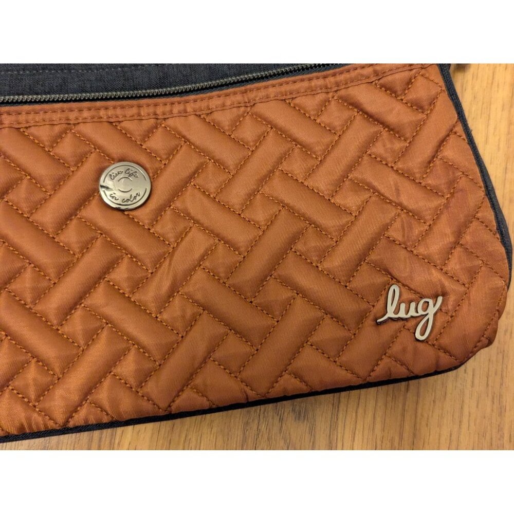 Lug Carousel Crossbody Bag In Amber Brown With Quilted Design & Adjustable Strap - Picture 2 of 8